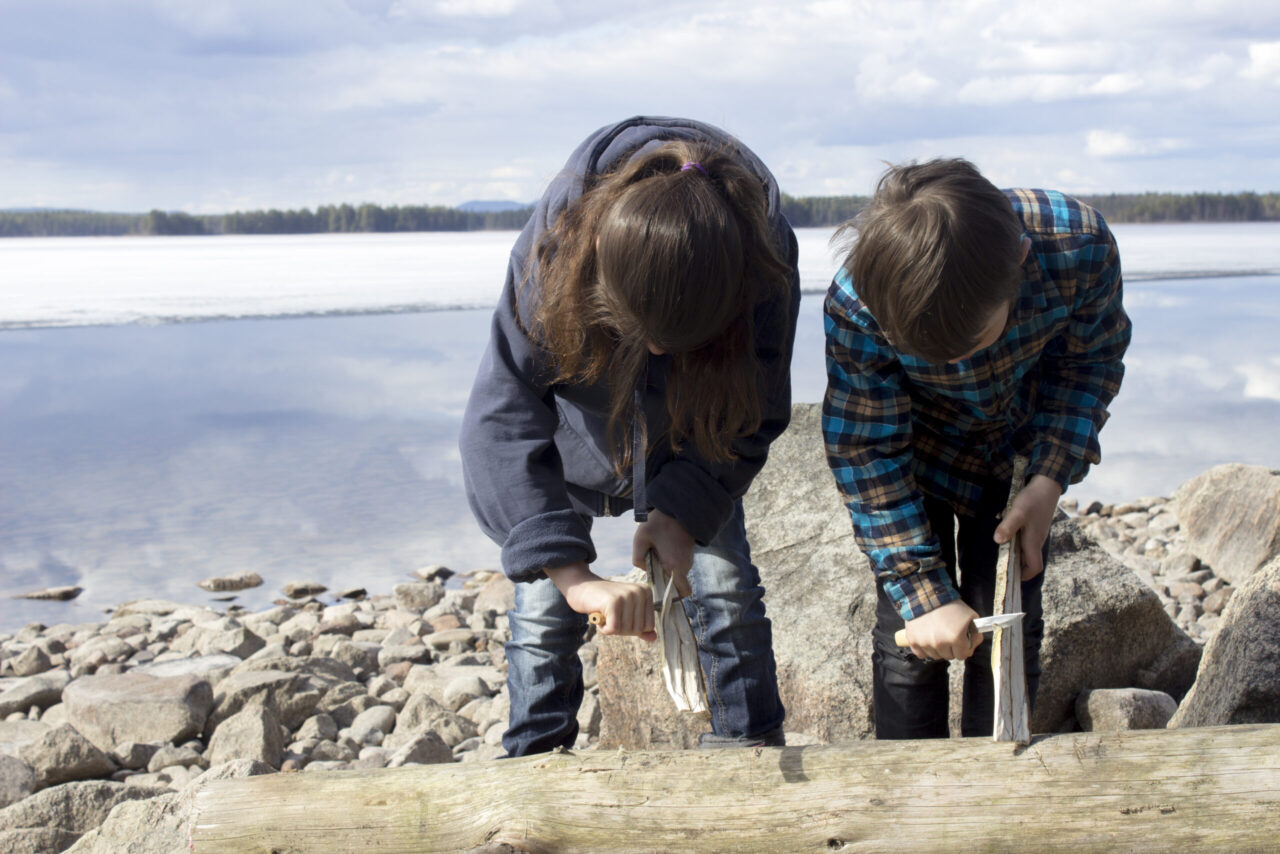 Children carving